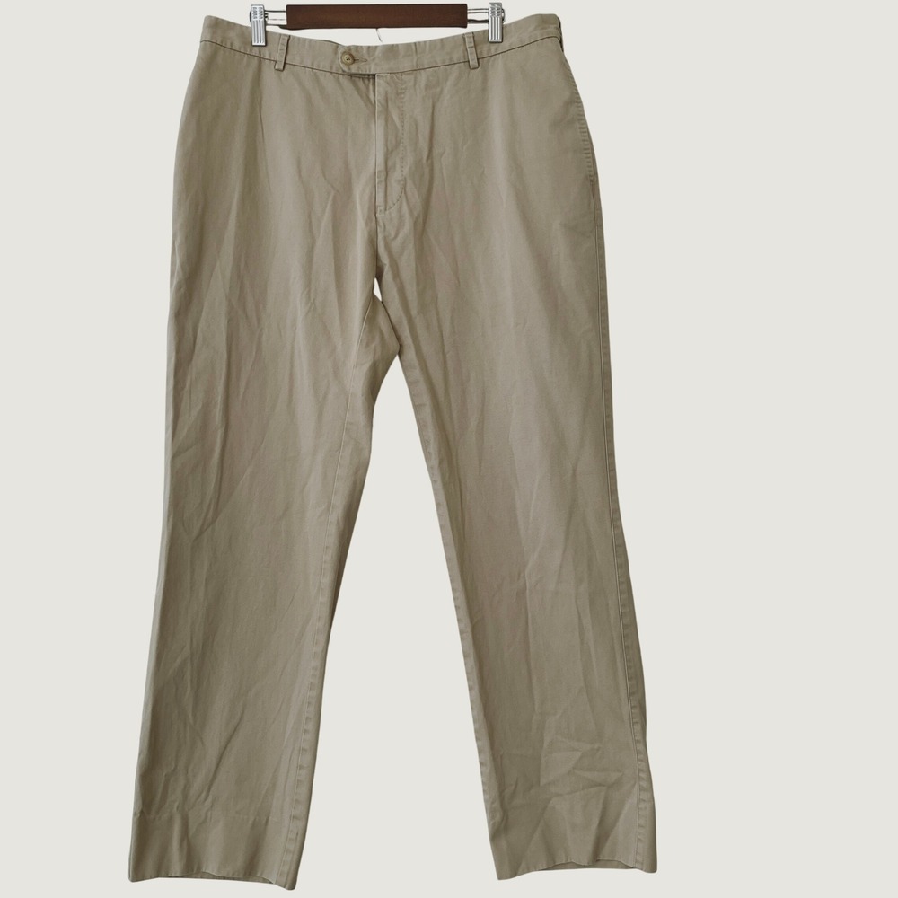 Peter Millar Chinos Pants Men 37x31 Khaki Pima Cotton Straight Leg Flat Front
